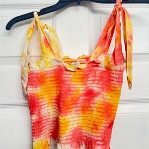 crown & ivy pink and Yellow Tie-Dye Camisole